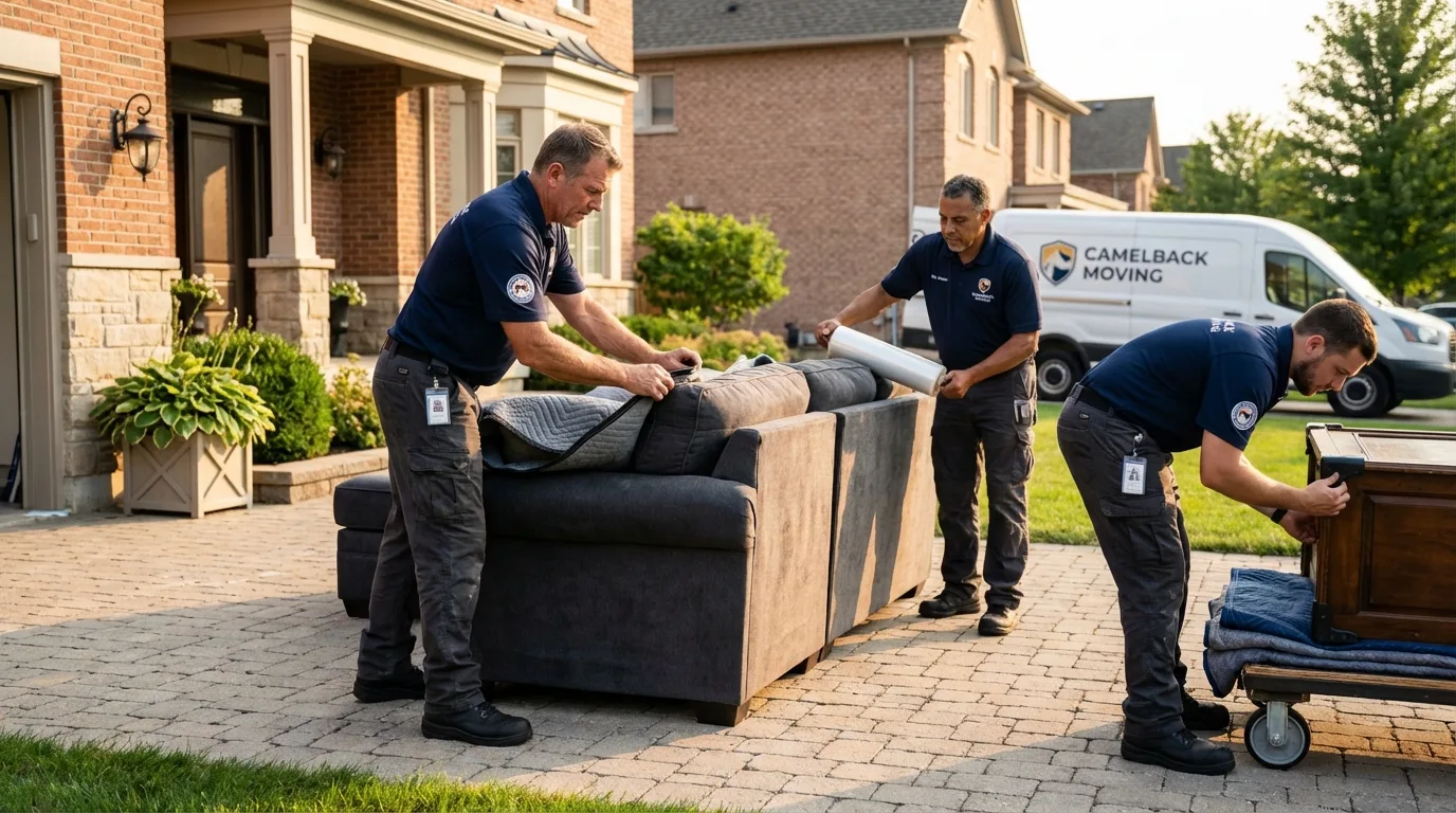 Large estate moving crew wrapping furniture in New Haven, WV